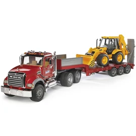 BRUDER MACK GRANITE TGK MÉLYRAKTERŰ KOCSIVAL ÉS JCB KOTRÓ RAKODÓVAL