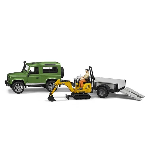 BRUDER LAND ROVER PÓTKOCSI+KOTRÓGÉP