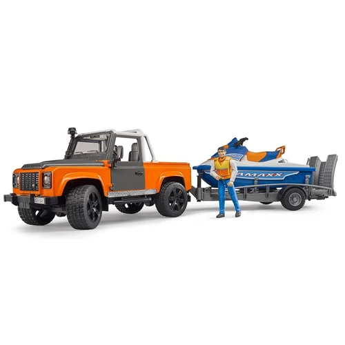 BRUDER LAND ROVER+TRAILER+WATERSCOOTER