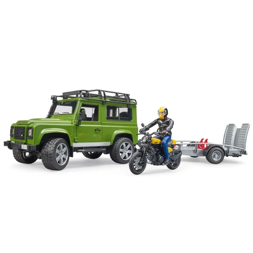 BRUDER LAND ROVER+TRAILER+DUCATI