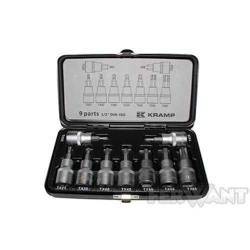 DUGÓKULCSKÉSZLET 1/2" TORX 9 RÉSZES